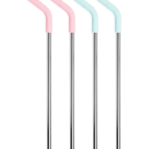 Stainless Steel Reusable Straws with Silicone Tips